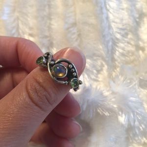 Natural Ethiopian opal sterling silver ring
